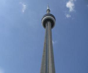Puzzle La Tour CN ou la Tour nationale du Canada, tour de communication et d'observation d'une hauteur de plus de 553 mètres, Toronto, Ontario, Canada