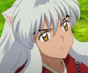 Puzzle La tête d'Inuyasha avec ses cheveux longs