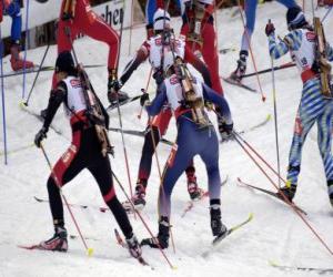 Puzzle Le biathlon dans un sport d'hiver de la combinaison de la Croix-ski pays avec tir à la cible.