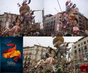 Puzzle - Le chasseur chassé - vainqueur de la Fallas 2011. Le festival est célébré Fallas 15-19 Mars à Valence, en Espagne.