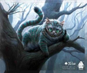 Puzzle Le Chat de Cheshire reposant sur une branche d'arbre