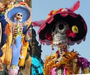 Puzzle Le crâne Catrina l';un des plus populaires du Jour des Morts au Mexique