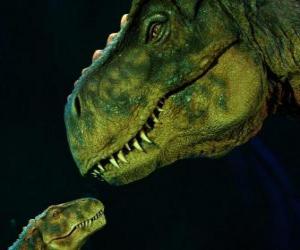 Puzzle Le dinosaure mère regardant tendrement son petit