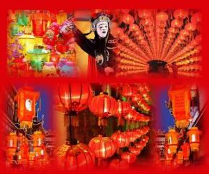 Puzzle Le Fête des lanternes c'est la fin des célébrations du Nouvel An chinois. Belles lanternes vénitiennes ou lampions en papier 