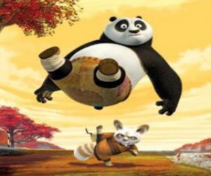 Puzzle Le maître de Kung Fu Shifu coups de pied au cul de Po