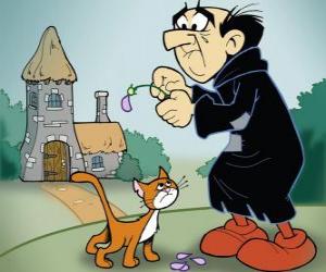 Puzzle Le méchant sorcier Gargamel et son chat Azraël, les ennemis des Schtroumpfs