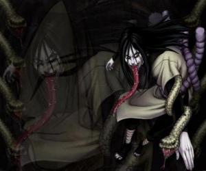 Puzzle Le ninja Orochimaru avec des serpents dans le cadre de son corps après diverses modifications