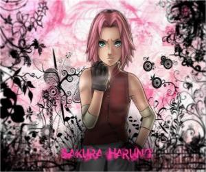 Puzzle Le ninja Sakura Haruno est la seule femme dans l'équipe Groupe 7