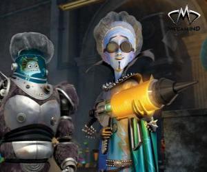 Puzzle Le personnage principal, le mal alien Megamind avec Nounou, le poisson savant