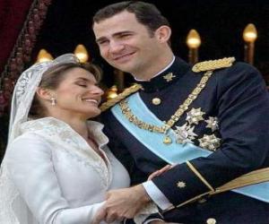 Puzzle Le prince Felipe et la princesse Letizia au le grand bal en attitude d'amour