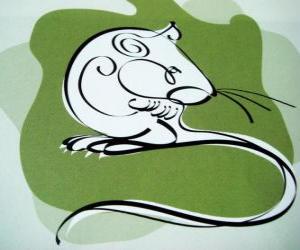 Puzzle Le rat, le signe du Rat, l'Année du Rat. Le premier signe des douze animaux du horoscope chinois