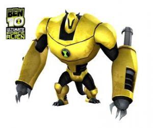 Puzzle Le Tatou ou Armodrillo, robuste alien comme un tatou robot de la planète Terraexcava. Ben 10 Ultimate Alien