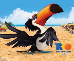 Puzzle Le toucan sage et pacifique Rafael, l'un des protagonistes du film de Rio