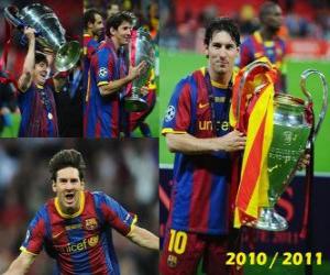 Puzzle Leo Messi célébrant la Ligue des Champions 2010-2011