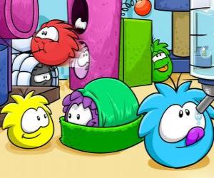 Puzzle Les animaux de compagnie Puffles dans le Club Penguin