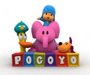 Puzzle Les meilleurs amis de Pocoyo sont Pato, Elly, Loula et Dodoloiseau