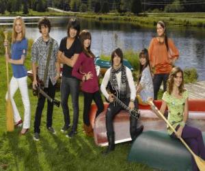 Puzzle Les personnages de Camp Rock Tess, Nate, Shane, Mitchie, Jason, Ella, Peggy et Chloé