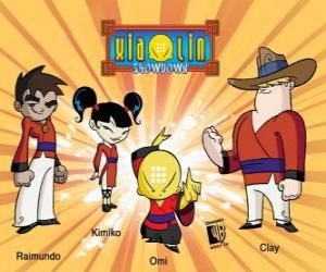 Puzzle Les quatre guerriers Xiaolin: Raimundo, Kimiko, Omi et Clay