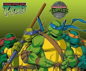 Puzzle Les quatre Tortues Ninja: Leonardo, Michelangelo, Donatello et Raphaël. Les Tortues ninja ou TMNT