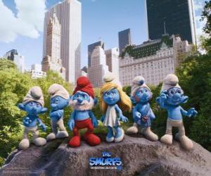 Puzzle Les Schtroumpfs dans le parc central de New York - Les Schtroumpfs, film -