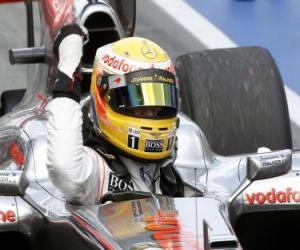Puzzle Lewis Hamilton célèbre sa victoire à Montréal, Canada 2010 Grand Prix