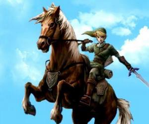 Puzzle Lien à cheval avec une épée dans les aventures du jeu vidéo The Legend of Zelda