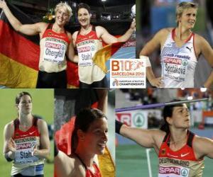 Puzzle Linda Stahl champion du lancer du javelot, Barbora Spotakova et Christina Obergföll (2e et 3e) de l'athlétisme européen de Barcelone 2010