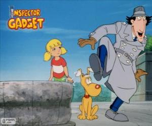 Puzzle L'Inspecteur Gadget avec sa nièce Sophie et son chien Fino