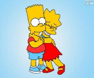 Puzzle Lisa et Bart embrassé comme de bons frères