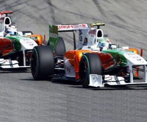 Puzzle Liuzzi Vitantonio et Adrian Sutil - Force India - Monza 2010