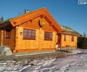 Puzzle Maison en bois ou cabane en bois