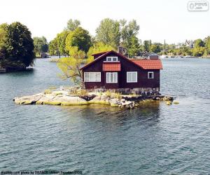 Puzzle Maison sur une petite île