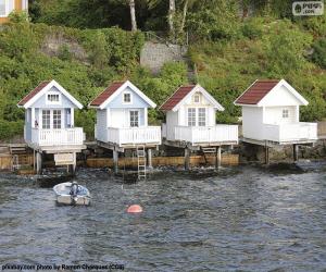 Puzzle Maisons sur le lac, Norvège