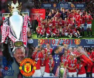 Puzzle Manchester United, champion de la ligue de football anglais. Premier League 2010-2011