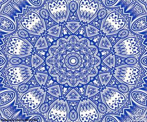 Puzzle Mandala fleur bleue