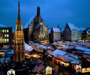 Puzzle Marché Christkindl, Nuremberg, en Bavière, Alemanya