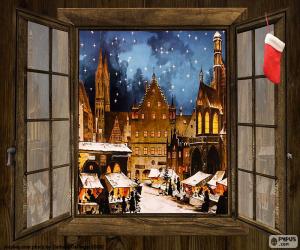 Puzzle Marché de Noël, fenêtre