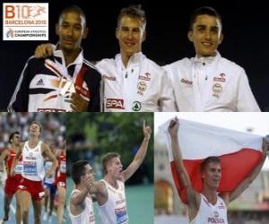 Puzzle Marcin Lewadowski 800 m champion, Michael Rimmer et Adam Kszczot (2e et 3e) de l'athlétisme européen de Barcelone 2010