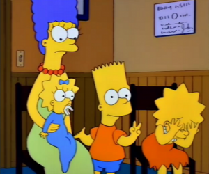 Puzzle Marge avec leurs enfants Bart, Lisa et Maggie dans le bureau du médecin
