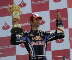 Puzzle Mark Webber a célébré sa victoire à Silverstone, le Grand Prix de Grande-Bretagne (2010)