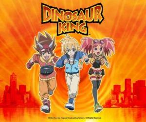 Puzzle Max, Rex et Zoé, les experts sur les dinosaures et les protagonistes de la série Dinosaur King