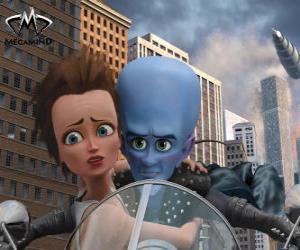 Puzzle Megamind et Roxanne sur la moto