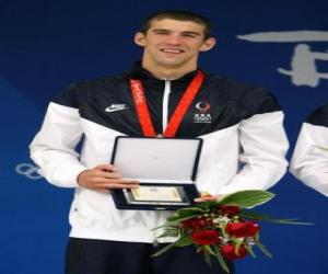 Puzzle Michael Phelps avec un trophées