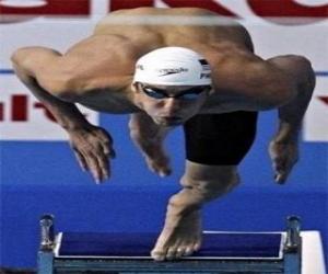 Puzzle Michael Phelps en sautant dans la piscine