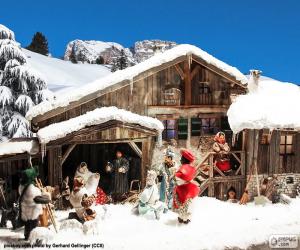 Puzzle Nativité avec de la neige