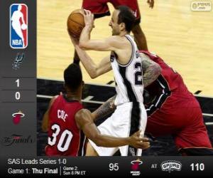 Puzzle NBA finales de 2014, 1ère partie, Miami Heat 95 - San Antonio Spurs 110