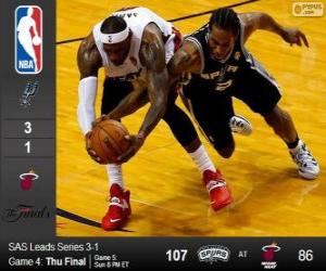 Puzzle NBA finales de 2014, 4ème partie, San Antonio Spurs 107 - Miami Heat 86