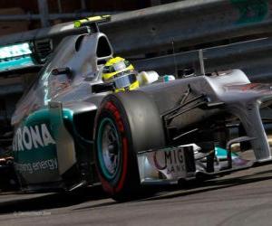 Puzzle Nico Rosberg - Mercedes GP - grand prix de Monaco 2012 (º 2 Clasificado)