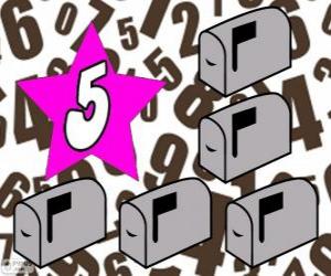 Puzzle Nombre 5 dans une étoile à cinq boîtes aux lettres