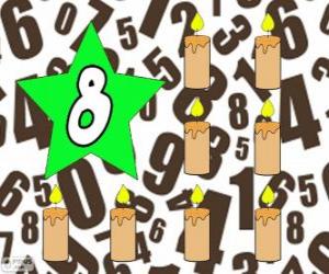 Puzzle Nombre 8 dans une étoile à huit bougies